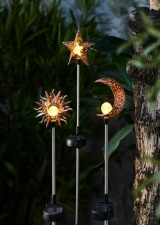 Set lampe deco solare cu țepușe (set/3piese), culoare: negru