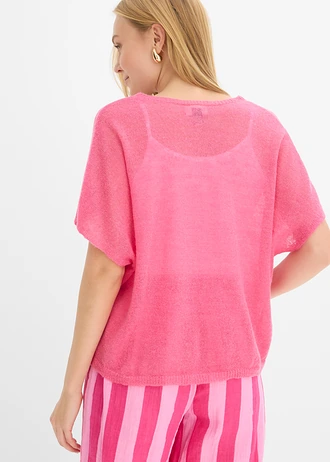 Cardigan oversize à manches courtes, Couleur: rose vif