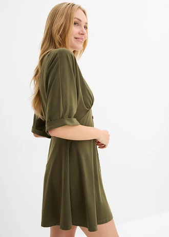 Rochie mini pe talie • oliv închis • magazin bonprix