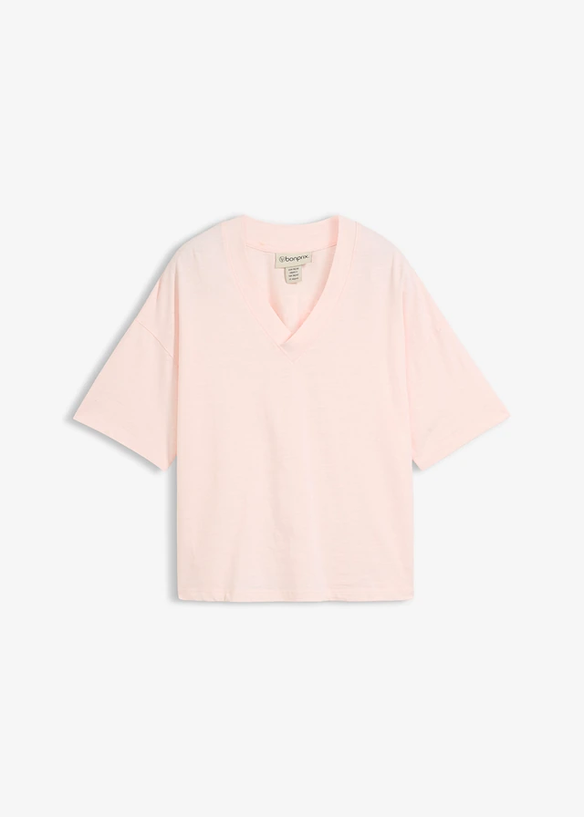 Bő póló tiszta bio-pamutból • világos rózsaszín/fehér • bonprix áruház