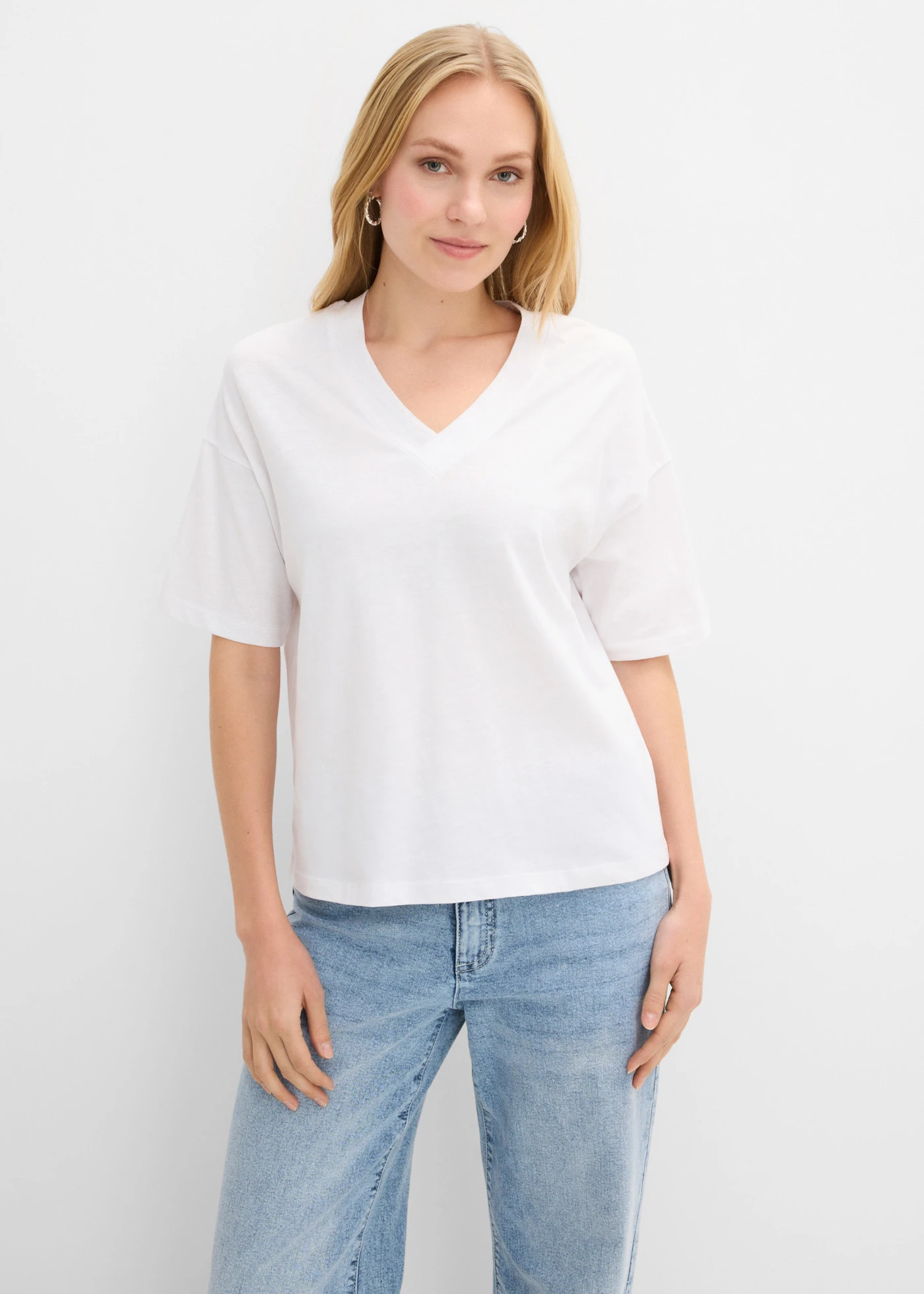 Oversized T-shirt van puur biologisch katoen • wit luipaardprint • bonprix online shop