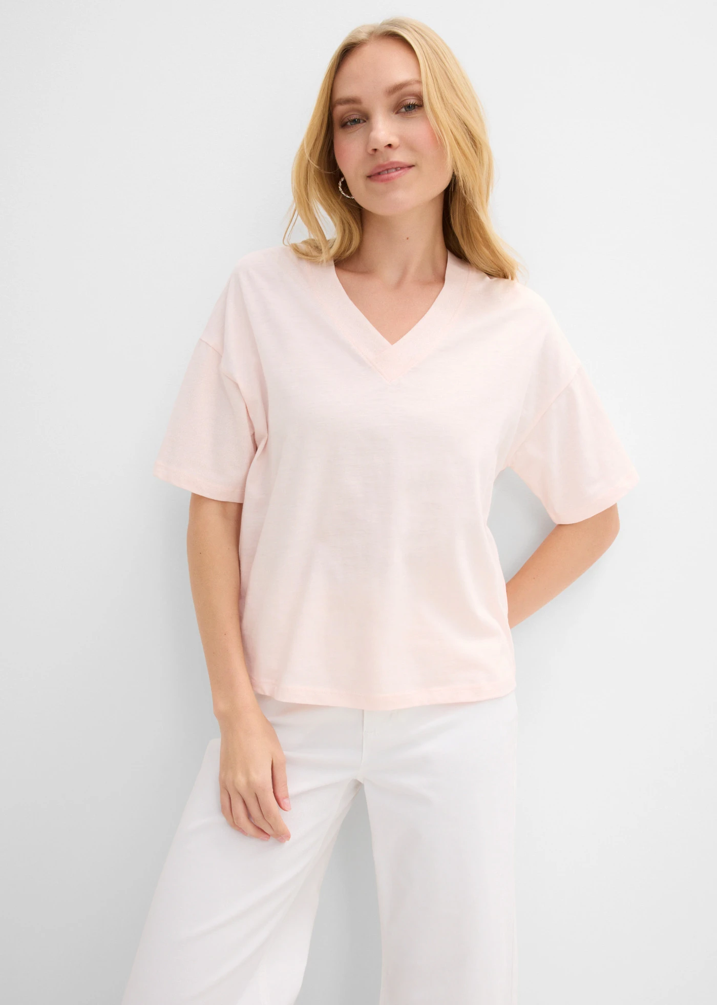 Tričko oversize, z čistej bio bavlny • svetloružová/biela potlačená • obchod bonprix