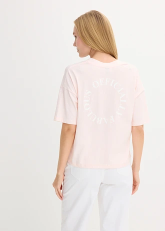 Tricou oversize 100% din bumbac organic • roz deschis/alb imprimat • magazin bonprix