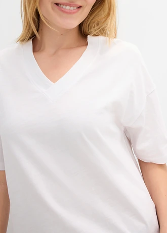 Oversized T-shirt van puur biologisch katoen • wit luipaardprint • bonprix online shop