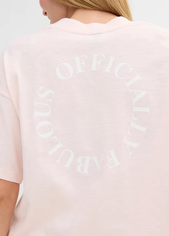 T-shirt oversize 100% coton • rose clair-blanc imprimé • Boutique bonprix