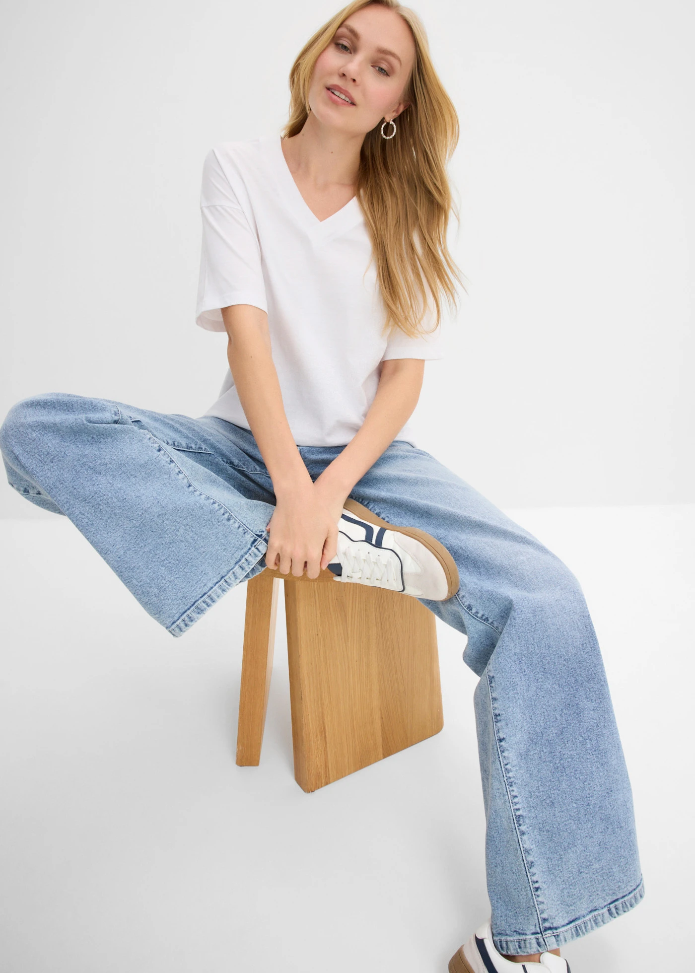 Oversized T-shirt van puur biologisch katoen • wit luipaardprint • bonprix online shop