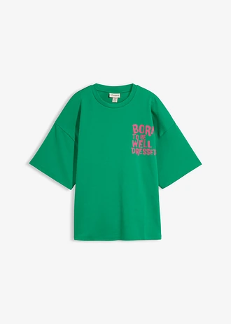 T-shirt oversize 100% coton, Couleur: vert aventurine-fuchsia