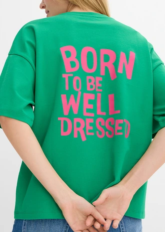Oversized shirt van puur biologisch katoen • edelsteengroen-pinklady • bonprix online shop