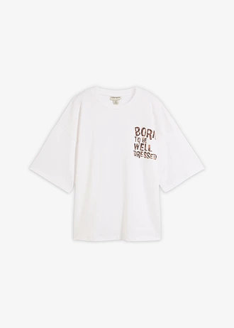 T-shirt oversize 100% coton, Couleur: blanc léopard