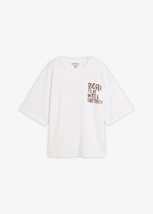 Oversized shirt van biologisch katoen, Kleur: wit