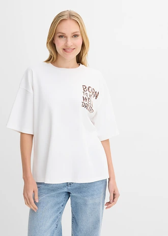 Oversized shirt van biologisch katoen, Kleur: wit