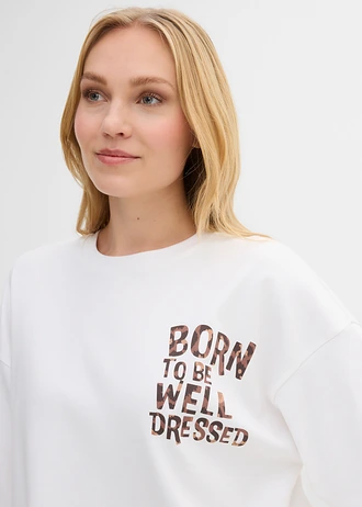 Bluză oversize din bumbac organic 100% • alb-leo • magazin bonprix