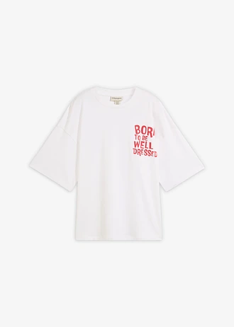 Oversize triko z čisté organické bavlny • bílo-červená s potiskem • bonprix obchod