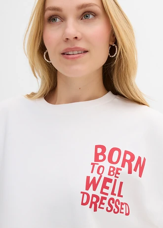T-shirt oversize 100% coton • blanc/rouge imprimé • Boutique bonprix