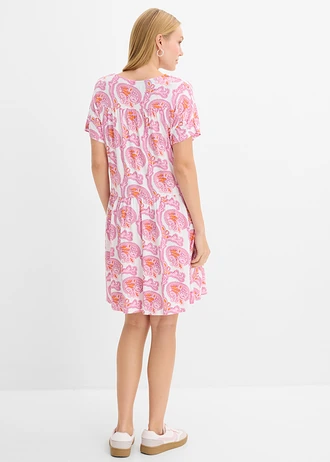 Robe fluide en jersey viscose • rose/rose fuchsia/blanc/orange vif paisley • Boutique bonprix