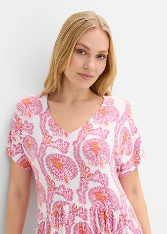Shirtjurk in een soepele viscose-eleastanmix • roze/fuchsiapink/wit/feloranje paisley • bonprix online shop