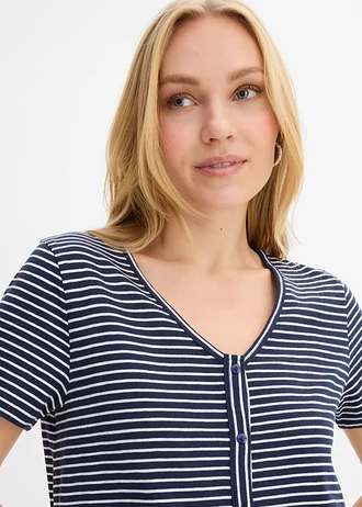 Shirtjurk van biologisch katoen • donkerblauw/wit gestreept • bonprix online shop
