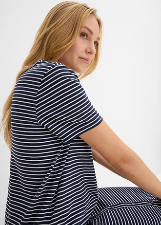 Shirtjurk van biologisch katoen • donkerblauw/wit gestreept • bonprix online shop