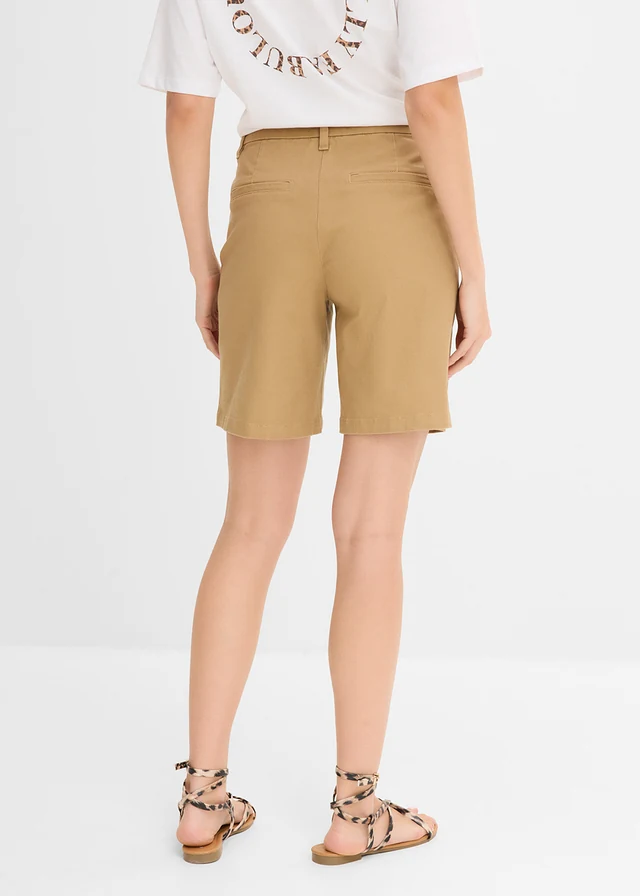 Bermuda en coton extensible, Couleur: camel mat
