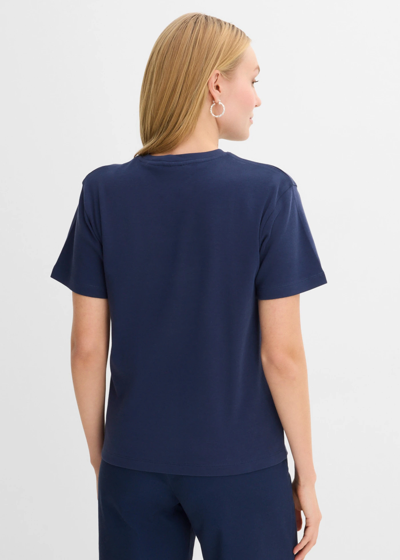 T-shirt van biologisch katoen • donkerblauw met print • bonprix online shop