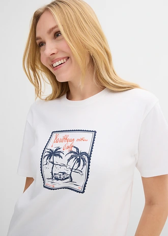 T-shirt van biologisch katoen • wit met print • bonprix online shop