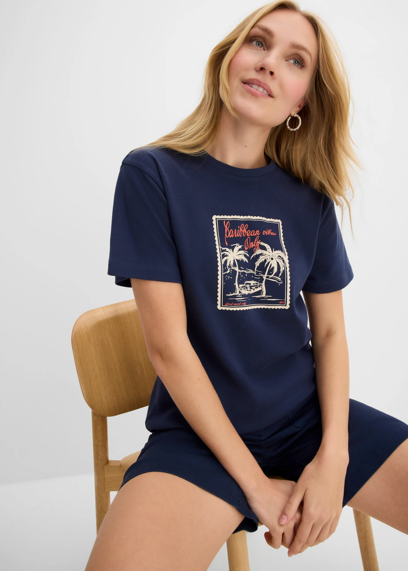 Tricou din bumbac organic 100% • bleumarin cu imprimeu • magazin bonprix