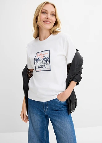 T-shirt 100% coton • blanc imprimé • Boutique bonprix