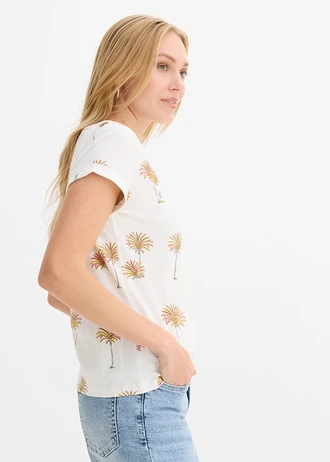 T-shirt van puur biologisch katoen • wolwit met print • bonprix online shop