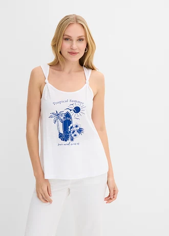 Top 100% coton, Couleur: blanc imprimé