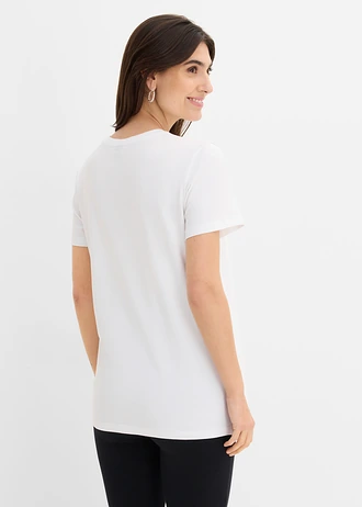 T-shirt 2 w 1 na okres ciąży i do karmienia z bawełny organicznej, oversize • biało-jasnoróżowy • sklep bonprix