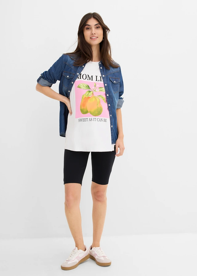 T-shirt de grossesse et d’allaitement, oversize, Couleur: blanc/rose