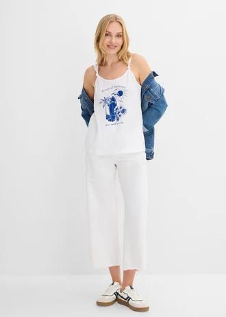 Maiou din bumbac organic 100% • alb cu imprimeu • magazin bonprix