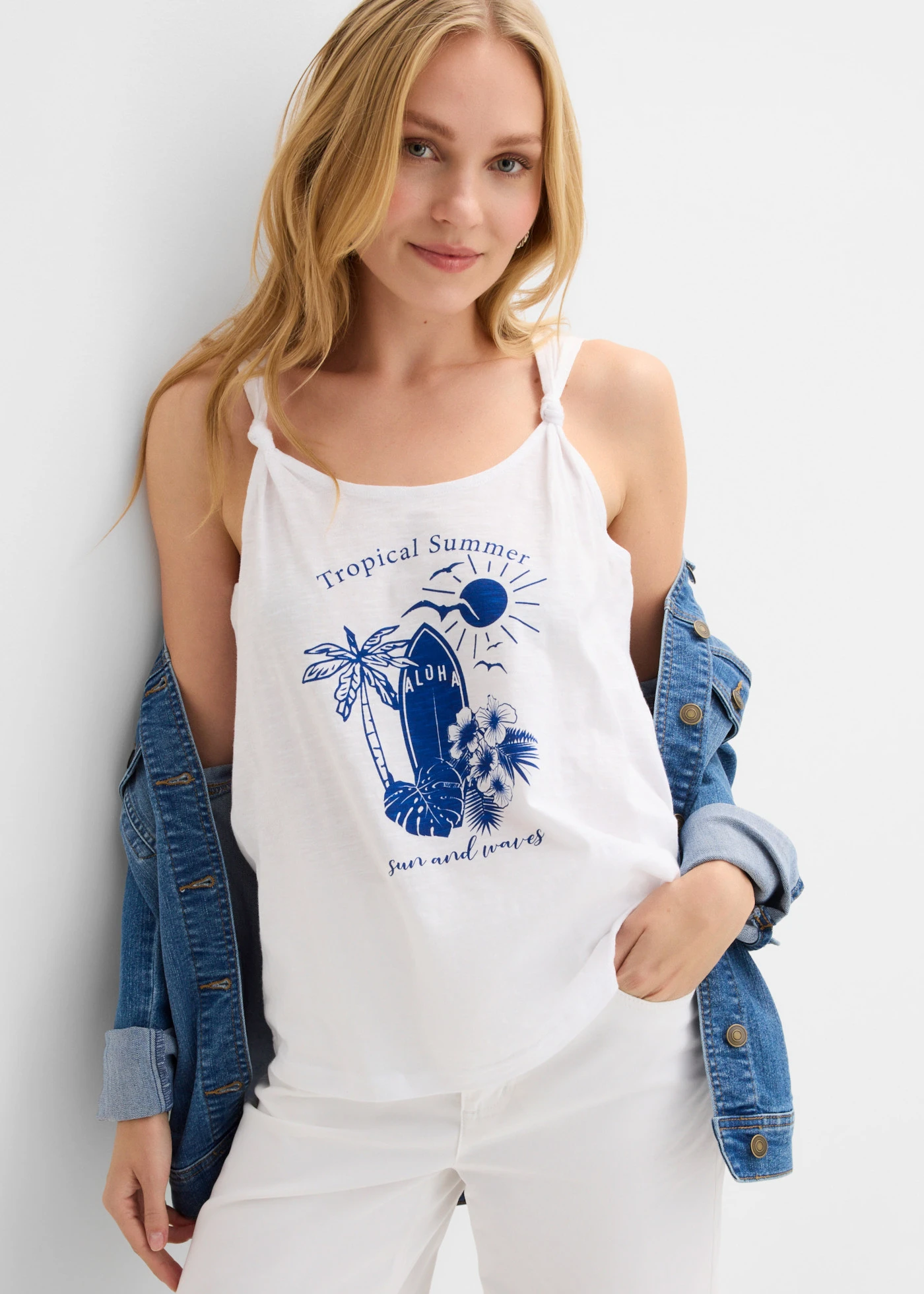 Top 100% coton • blanc imprimé • Boutique bonprix