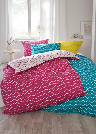 Omkeerbaar dekbedovertrek van een katoenmix • turkoois • bonprix online shop
