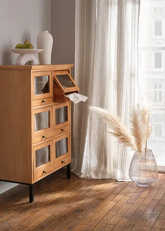 Draperie cu dungi din bumbac organic (1 buc.) • crem-gri deschis • magazin bonprix