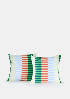 Lot de 2 housses de coussin à rayures colorées