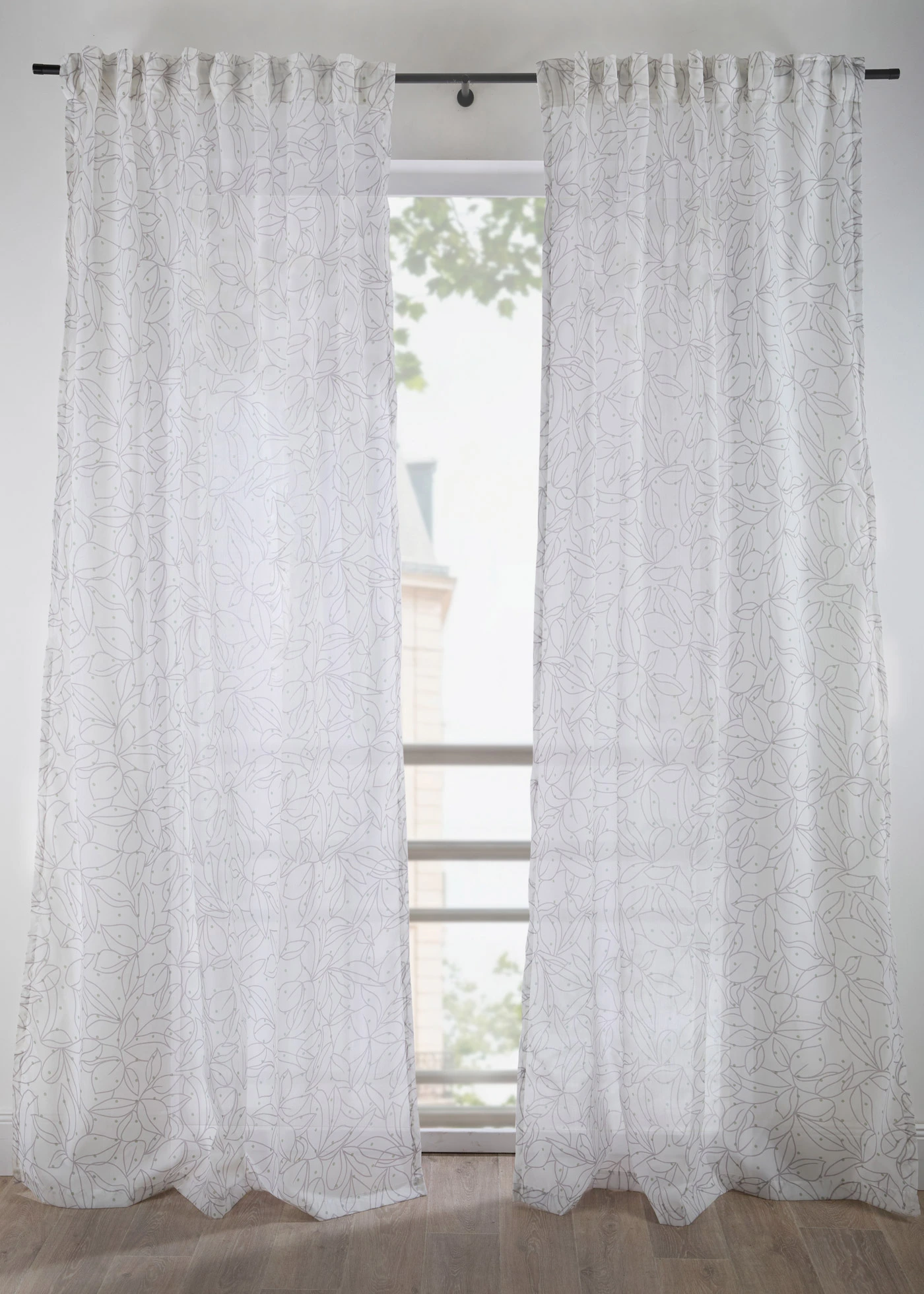 Lot de 2 voilages • blanc-vert fumé-gris • Boutique bonprix