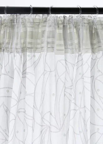 Lot de 2 voilages • blanc-vert fumé-gris • Boutique bonprix