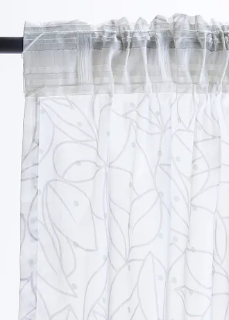 Lot de 2 voilages • blanc-vert fumé-gris • Boutique bonprix