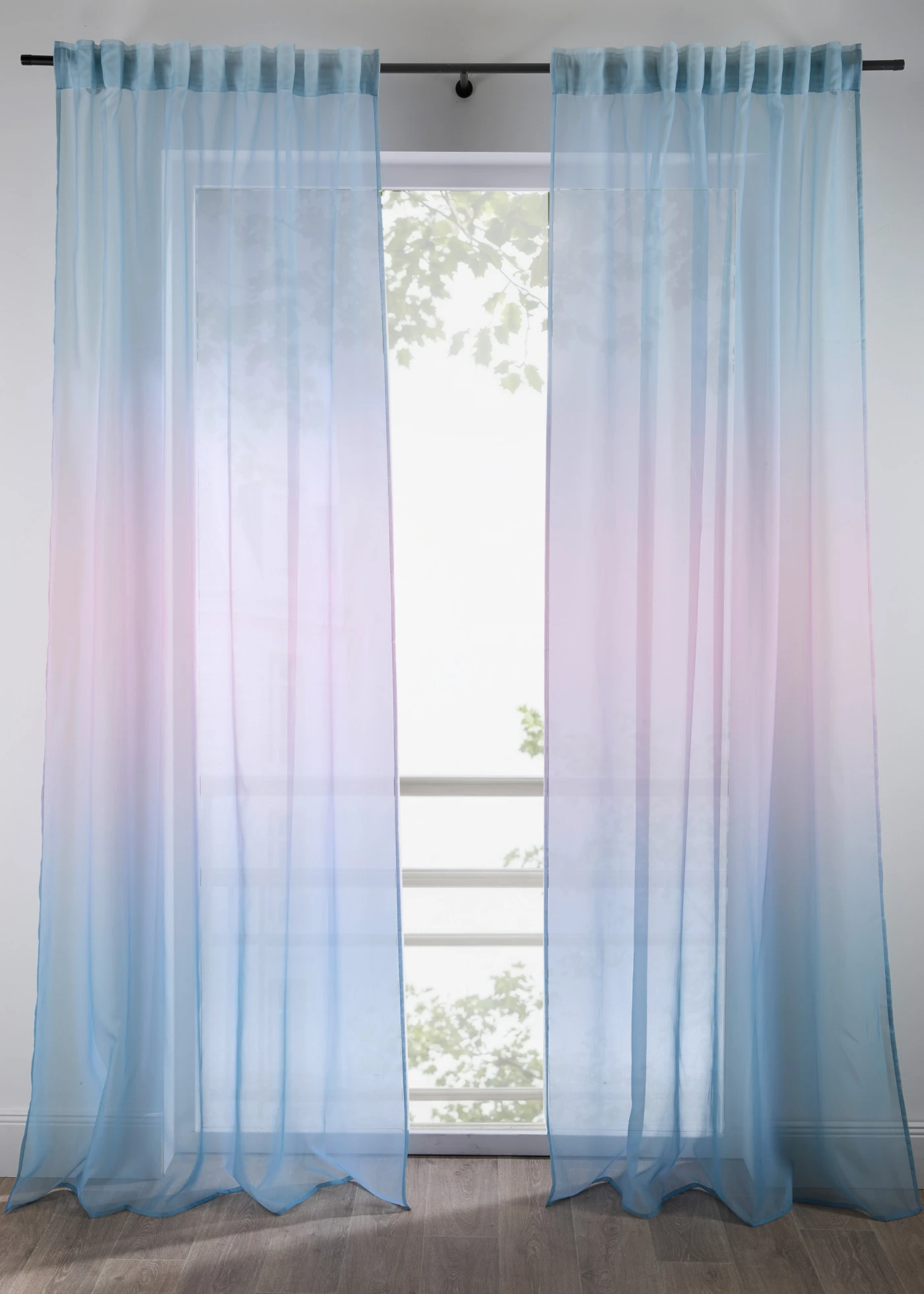 Perdea cu imprimeu (1 buc.) • bleu/roz deschis • magazin bonprix