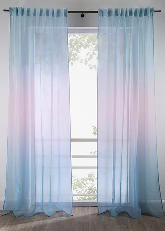 Gordijn met print (1 stuk), Kleur: lichtblauw-lichtroze