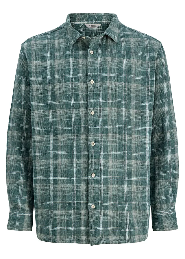 Chemise manches longues JJ REBEL • gris vert carreaux • Boutique bonprix