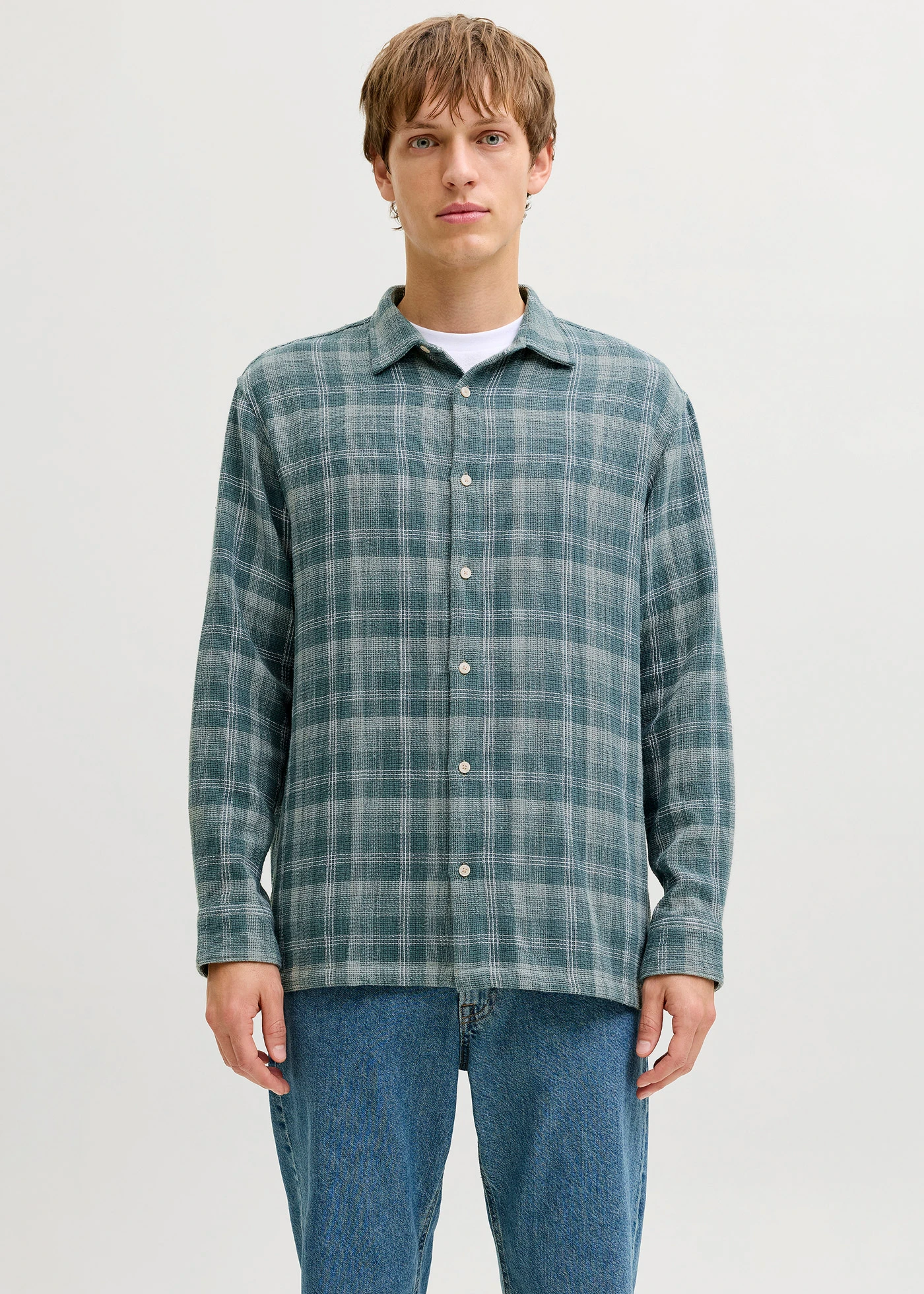 JJ REBEL Overhemd met lange mouwen • grijsgroen geruit • bonprix online shop