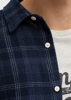 Chemise manches longues JJ REBEL, Couleur: bleu encre carreaux