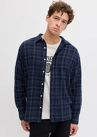 Chemise manches longues JJ REBEL • bleu encre carreaux • Boutique bonprix