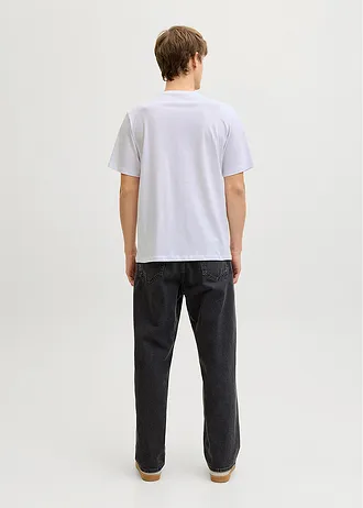 JJ REBEL T-shirt van puur katoen, Kleur: wit met print