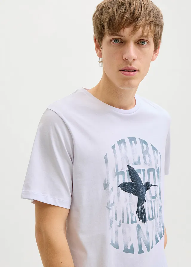 JJ REBEL T-shirt van puur katoen • wit met print • product-page.page-title-suffix