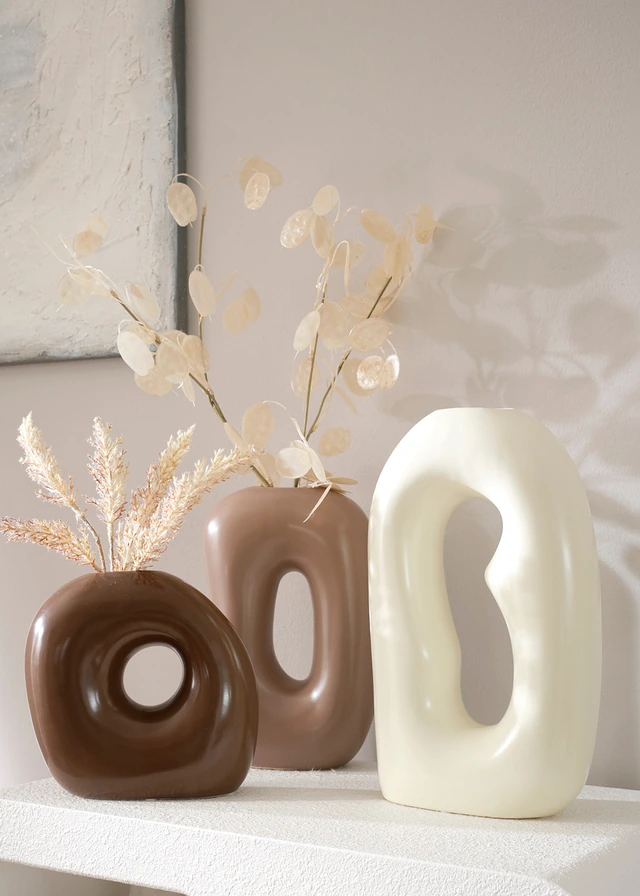 Vazenset (3-dlg.), Kleur: crème-taupe-donkerbruin