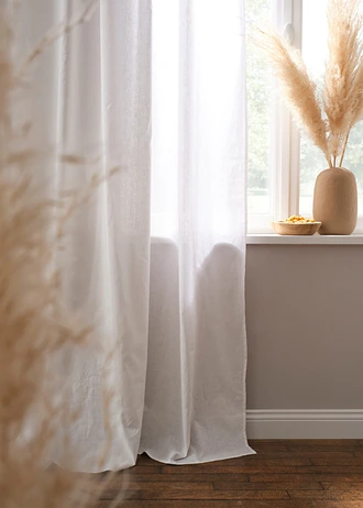Katoenen gordijn met linnen (1 stuk) • crème • bonprix online shop