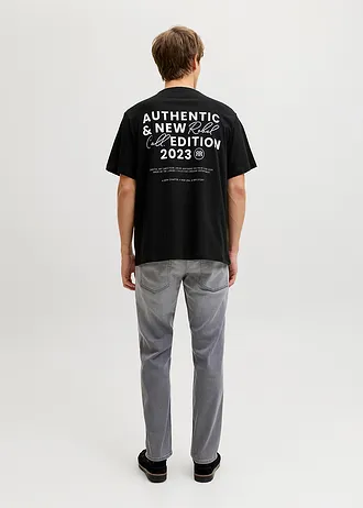 JJ REBEL T-shirt van puur katoen, Kleur: zwart met print